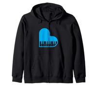 Love Piano Heart Keyboard - Cool Pianist Keyboardist Zip Hoodie