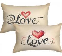 Love Pillow Cases 2 Pack Letter Cushion Covers 40cm x 80cm, Outdoor Cushions Rectangle Linen Decorative Pillows Double-Sided Printing with Zipper for Sofa Bedroom Home Decor, Gifts for Women X-530