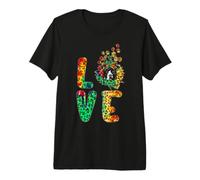 Love Pit Bull Sunflower Tie Dye Leopard Pattern Funny Dog Premium T-Shirt