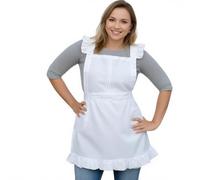 Love Potato Cotton Adjustable Kitchen White Apron Retro Cosplay Maid Apron with Pockets