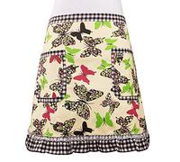 Love Potato Cute Green Butterfly Waist Apron Server Apron with 2 Pockets Commercial Restaurant Waitress Waiter for Girl Woman Half Bistro Aprons
