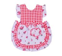 Love Potato Kids Aprons for Girls - Cute Gingham Apron with Pocket - Toddler Girl's Apron for Ages 1-3 Years (Red)
