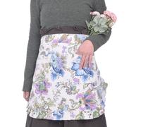 Love Potato Vintage Floral Half Apron with Pockets, Cotton Waist Apron for Women, 65 x 43 cm, Kitchen Cooking Baking (WhiteFlorals)