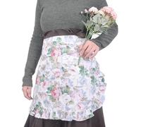 Love Potato Vintage Floral Half Apron with Pockets, Cotton Waist Apron for Women, 65 x 43 cm, Kitchen Cooking Baking (WhitePeony)