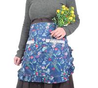 Love Potato Vintage Floral Half Apron with Pockets, Cotton Waist Apron for Women, 65 x 43 cm, Kitchen Cooking Baking (BlueFlorals)