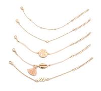 Love Powder Lady Fashion Orange Jewelry Tassel Personality 5pc Ｍetal Earth Bracelets Gbd100-1 (Gold, One Size)