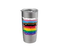 Love Pride Be You Progress Pride Paint Rainbow Flag LGBTQIA Stainless Steel Insulated Tumbler