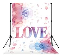 Love Print Photo Backdrop Foldable Background for Party Wedding Video Recording Home Decoration