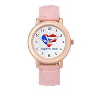 Love Puerto Rico Womens Elegant Watch Analogue Quartz Watch Leather Band Wristwatch