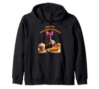 Love Pumpkin Pie Retro Thanksgiving Family Dinner Fun Zip Hoodie