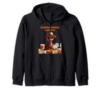 Love Pumpkin Pie Retro Thanksgiving Family Dinner Fun Zip Hoodie