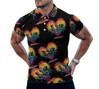 Love Puzzles Autism Awareness Graphic Mens Polo Shirts Short Sleeve Golf Shirt Casual T-Shirt Top for Work Athletic M
