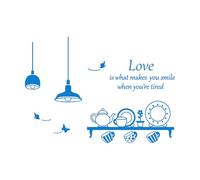 Love Quote Kitchen Utensils Dining Butterfly Lamp Wall Decals 81x115.2cm Art Mural Painting Extra Large Blue