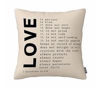 Love Quote Pillowcase, Square Pillow Cover Cushion Case 1 Corinthians 13:4-8 Pillowcase Hidden Zipper Closure 18X18 Inch