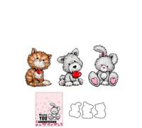 Love Rabbit Animal Stamps and Cutting Dies for Card Making DIY Transparent Silicone Clear Stamp and Metal Die Cuts Sets for Scrapbooking Paper Greeting Cards Decor Seals Craft Supplies