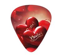 Love Red Heart Printed Guitar Picks 12-Piece Set - Comfortable, Versatile Plectrum for All Guitar Styles & Players