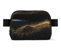 Love Red Hearts Fanny Pack Crossbody Waist Bag Pack Waterproof Mini Belt Bag Bum Hip Bag for Men Women, Gold Black Sand, One Size