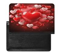 Love Red Hearts Passport Holder Lightweight Passport Protector Wallet Cover for Travel Waterproof Card Case for Men