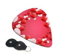 Love Red Hearts Print Guitar Picks Includes Thin,Medium, Heavy, Classical Triangle Picks, For Guitar Bass Ukulele (6 -Pack)