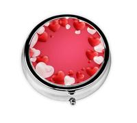 Love Red Hearts Print Personalised Portable Pillbox with,Mini Pillbox Compact and Convenient Pill Organiser for Storing and Organising Pills