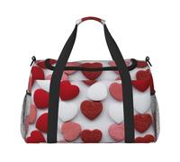 Love Red Hearts Print Travel Duffel Bag for Men & Women, Foldable Travel Bags and Spacious Weekender Tote Bag for Storage Toiletry Luggage Personal Item, Black, L
