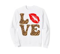 Love Red Lipstick Lips Leopard Happy Valentines Women Sweatshirt