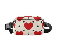 love red Polka Dot Beige Fashion Crossbody Bag Anti Theft Waist Pack for businesswomen Small with Adjustable Strap for Cycling Hiking Gym accesorios para correr mujer, love red polka dot beige, Modern