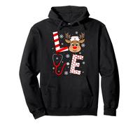 Love Reindeer Nurse Christmas Crew Funny Stethoscope Nursing Pullover Hoodie