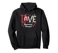 Love Respiratory Therapist Leopard Print Lungs and Syringe Pullover Hoodie