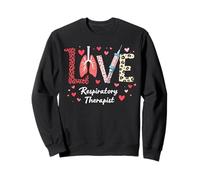 Love Respiratory Therapist Leopard Print Lungs and Syringe Sweatshirt