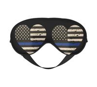 Love Retro Blue Thin Line American Flag 4 Love Retro Blue Thin Line American Flag Sleep Masks Adjustable Strap Soft Eye Mask for Women Men Travel Work Home