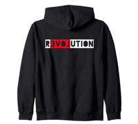 Love Revolution Bold Typographic Minimal Mirrored Design Zip Hoodie