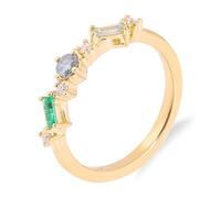 Love Rings for Women, Friendship Ring 9K Yellow Gold Geometric with Rectangular Lab Created Emerald Size H 1/2