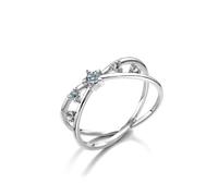 Love Rings for Women, Wedding Rings Women Overlapping Star with Topaz Silver 18.1K White Gold Size J 1/2