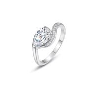 Love Rings for Women, White Gold Wedding Bands for Her 9K Wavy with Pear Shape 1.5ct Moissanite Size Q 1/2