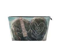 Love Rock Print Makeup Bag, Small Travel Cosmetic Bag Toiletry Bag Portable Makeup Pouch with Silver Zipper for Women Girls