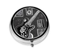 Love Rock Print Pill Box for Pocket Round Pill Box 3 Compartment Decorative Portable Travel Pill Holder Tablet Vitamin Organizer Mini Pill Case(2pcs)