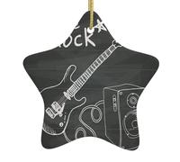 Love Rockmulti-Scenario Printed Christmas Ceramic Star-Shaped Decorative Pendant