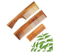 Love root Kacchi Neem Comb, Wooden Comb | Hair Growth, Hairfall, Dandruff Control | Hair Straightening, Frizz Control | Comb for unisex | Treated with Oil (All Combo)- (LR1- (H+3+PKT))