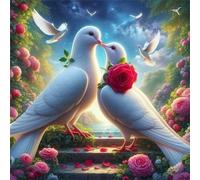 Love Rose Dove Jigsaw Puzzle 300 Pieces 35x35cm/14x14inch, Difficult jigsaw puzzles for Adults 300, Beautiful Art work, Great Festive Puzzle Gift for Men/Women