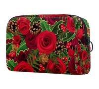 Love Rose Flower Jungle Cosmetic Bag for Women, Travel Toiletries Bags Large Makeup Handy Pouch Organiser Bag with Zipper