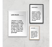Love Rules Giclée Art Print - A4 - Wooden Frame
