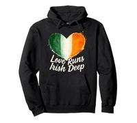 Love Runs Irish Deep Ireland Flag Heart St. Patrick's Day Pullover Hoodie