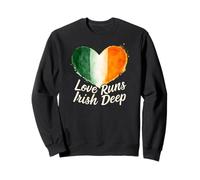 Love Runs Irish Deep Ireland Flag Heart St. Patrick's Day Sweatshirt