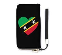 Love Saint Kitts and Nevis Slim Wallet for Women Long Purse Cute Clutch Wristlet Handbag Card Holders