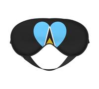 Love Saint Lucia Flag 7 Love Saint Lucia Flag Sleep Masks Adjustable Strap Soft Eye Mask for Women Men Travel Work Home