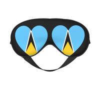 Love Saint Lucia Flag 8 Love Saint Lucia Flag Sleep Masks Adjustable Strap Soft Eye Mask for Women Men Travel Work Home