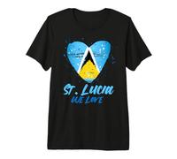 Love Saint Lucia Flag Independence Design for Men & Women Premium T-Shirt