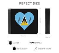 Love Saint Lucia Heartbeat Men's Bifold Wallet Slim Cash Card Holder Leather Purse