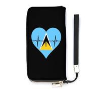 Love Saint Lucia Heartbeat Slim Wallet for Women Long Purse Cute Clutch Wristlet Handbag Card Holders